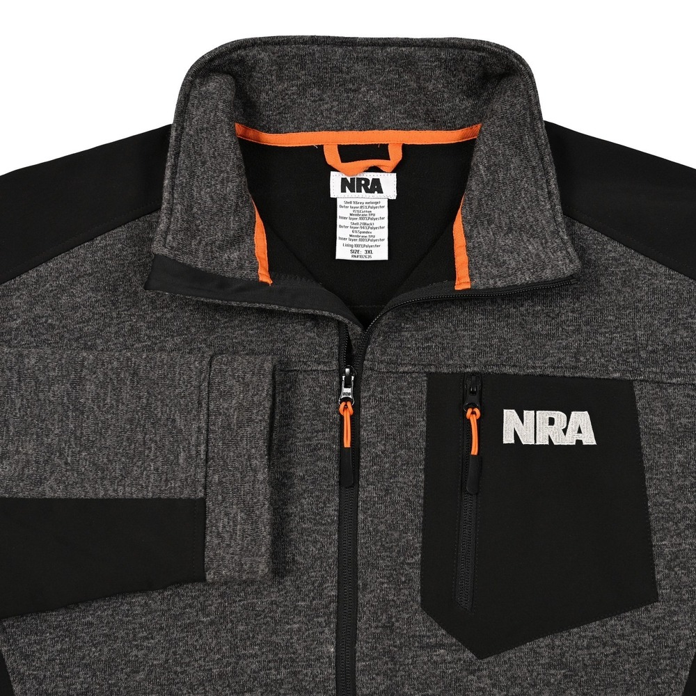 NRA National Rifle Association Jacket Mens 3XL Gray Full Zip Fleece Lined Coat